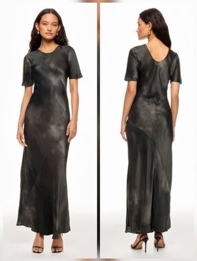 Silk Laundry Short Sleeve Bias Dress Short Sleeves Crew Neck Size XL